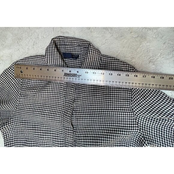 Vintage Nordstrom Individualist Sportswear Houndstooth Linen Shirt Size 10 Black - Picture 6 of 8